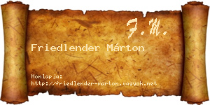 Friedlender Márton névjegykártya