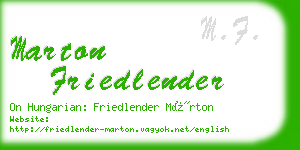marton friedlender business card